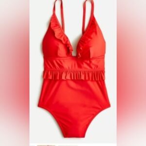 J Crew ruffle orange size 8 swim suit